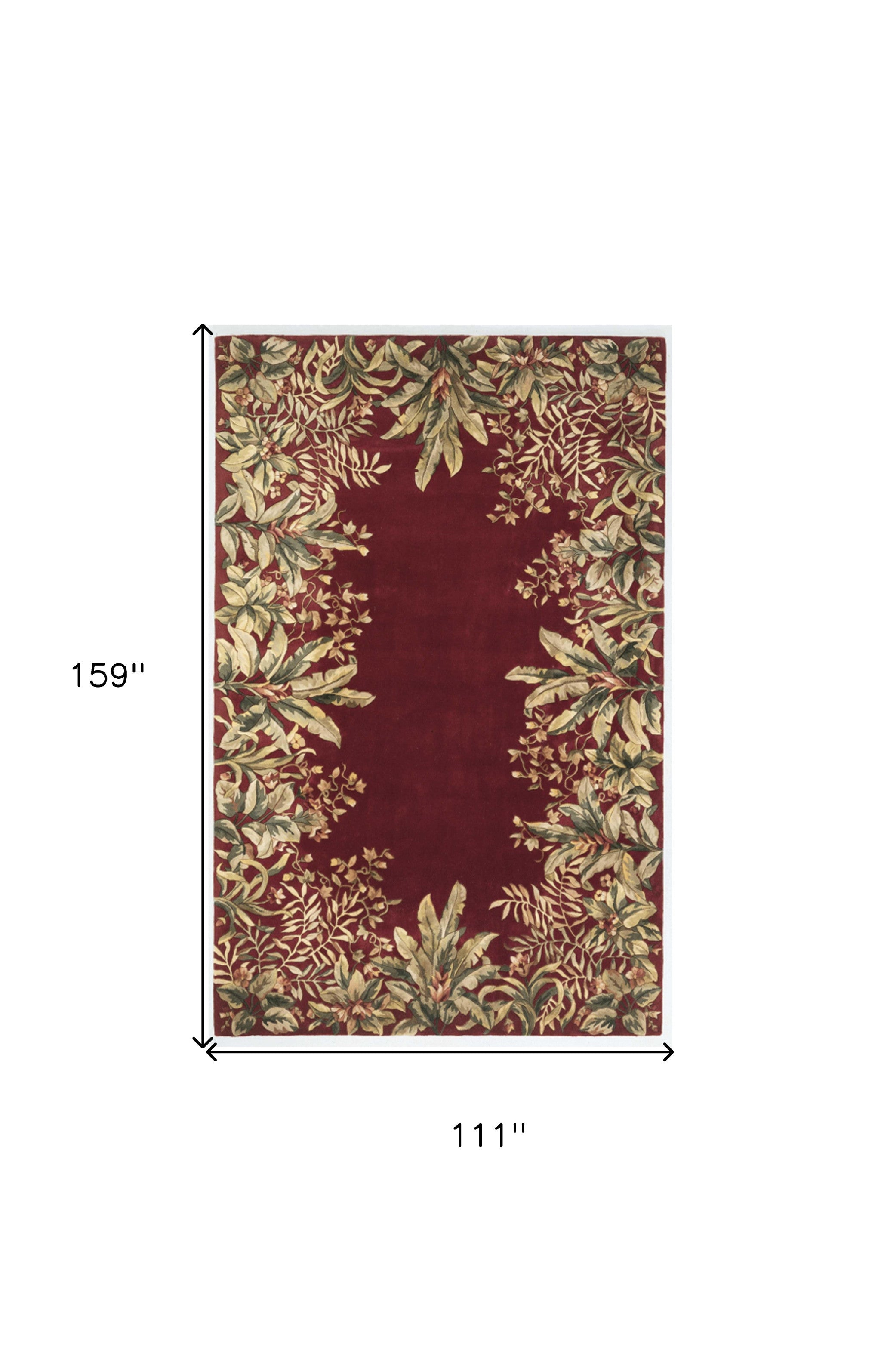 Stylish Handmade Ruby Red Wool Floral Round Area Rug for Your Living Space