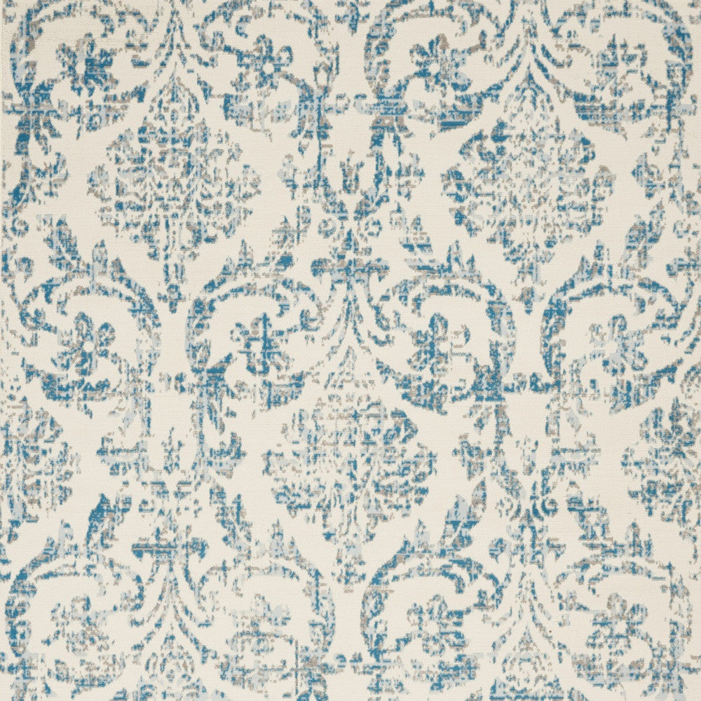 5' x 7' Cream Damask Power Loom Area Rug - A Timeless Touch for Home Decor