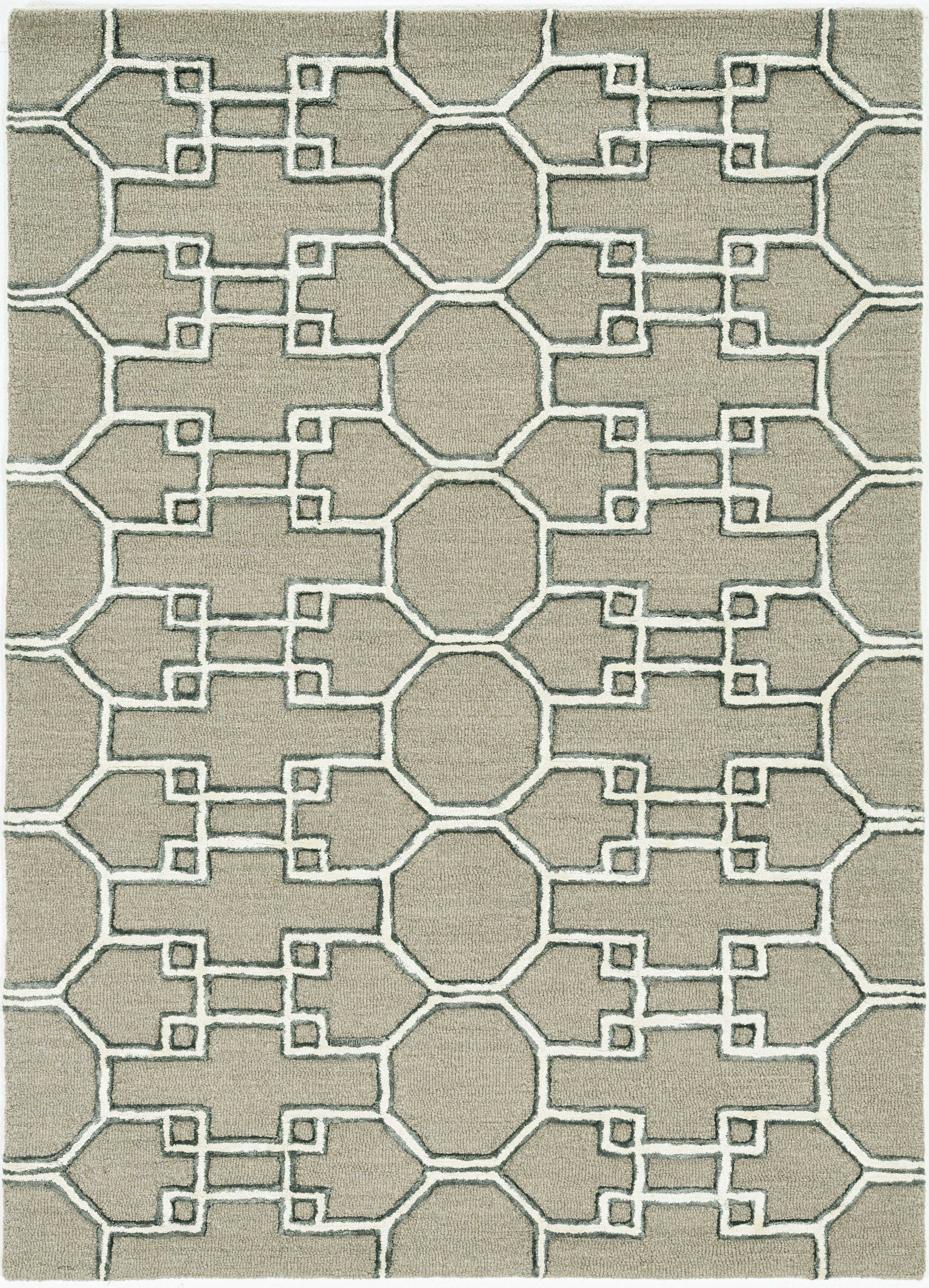 Exquisite Hand-Tufted Brown and Ivory Wool Trellis Rug for Cozy Living Spaces