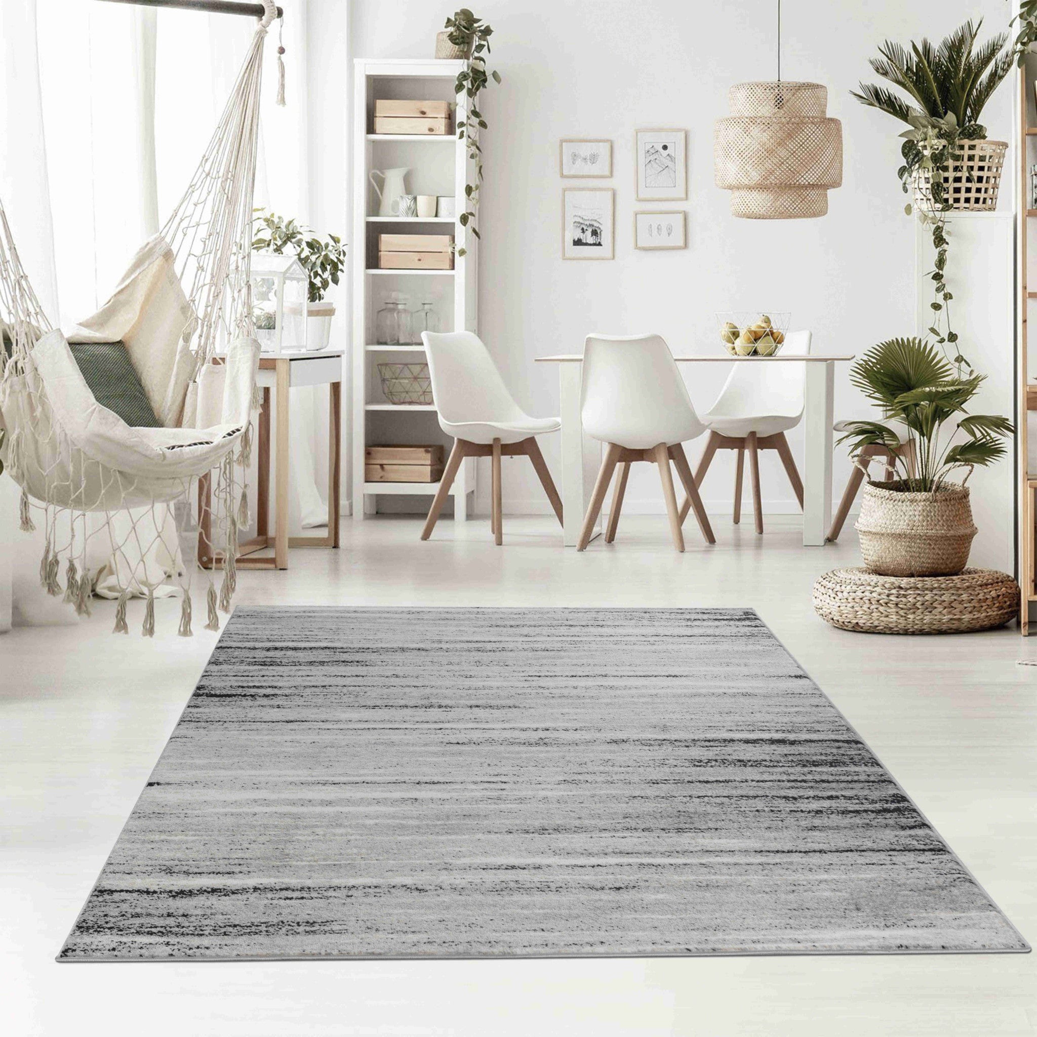4' x 6' Premium Grey Abstract Turkish Area Rug for Stylish Warmth in Any Room