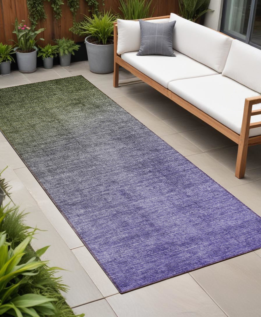 Stylish Ombre Teal and Red Orange Washable and Stain - Resistant Runner Outdoor Rugs for Both Indoor and Outdoor Decor