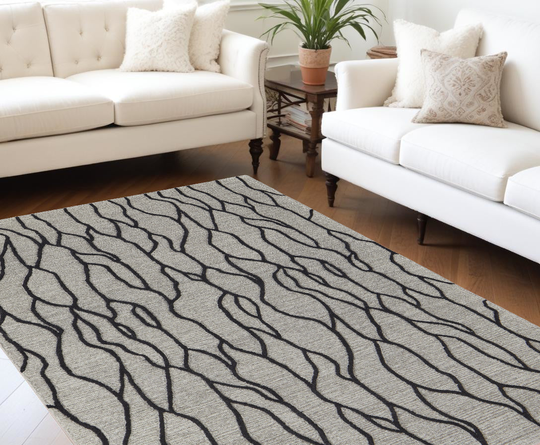Exquisite Handmade Abstract Wool Area Runner Rug - Stain-Resistant, Fashionable Design for Family Homes with Kids and Pets