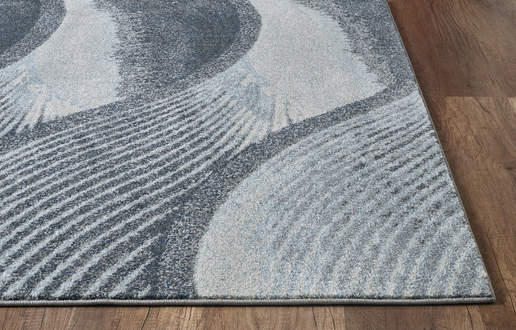 Stylish 7-Foot by 10-Foot Blue and Gray Abstract Polypropylene Area Rug – Ideal Stain-Resistant Choice for Family Homes with Kids and Pets