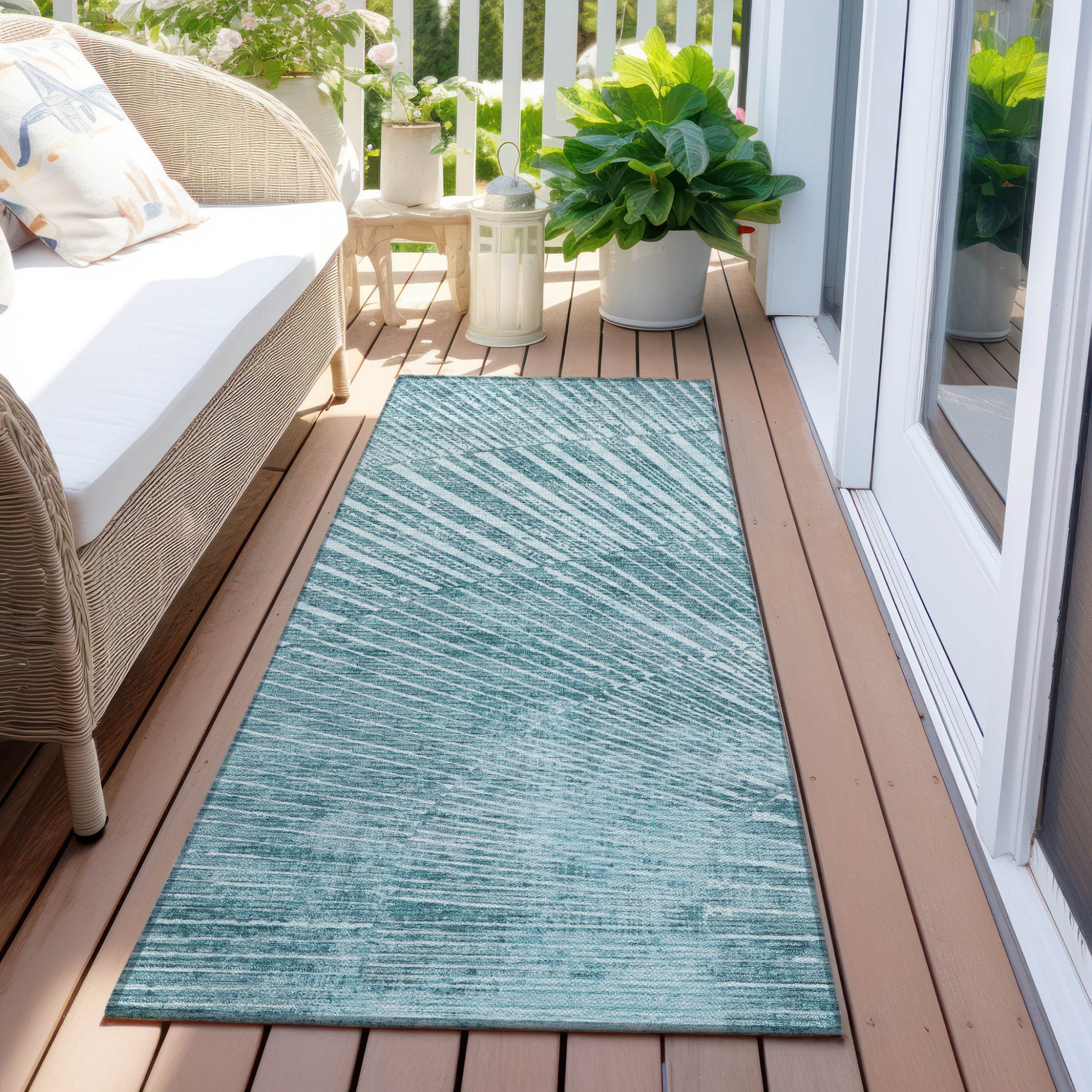 Stylish and Contemporary Abstract Washable Non-Skid and Stain-Resistant Runner Rug Ideal for Both Indoor and Outdoor Spaces