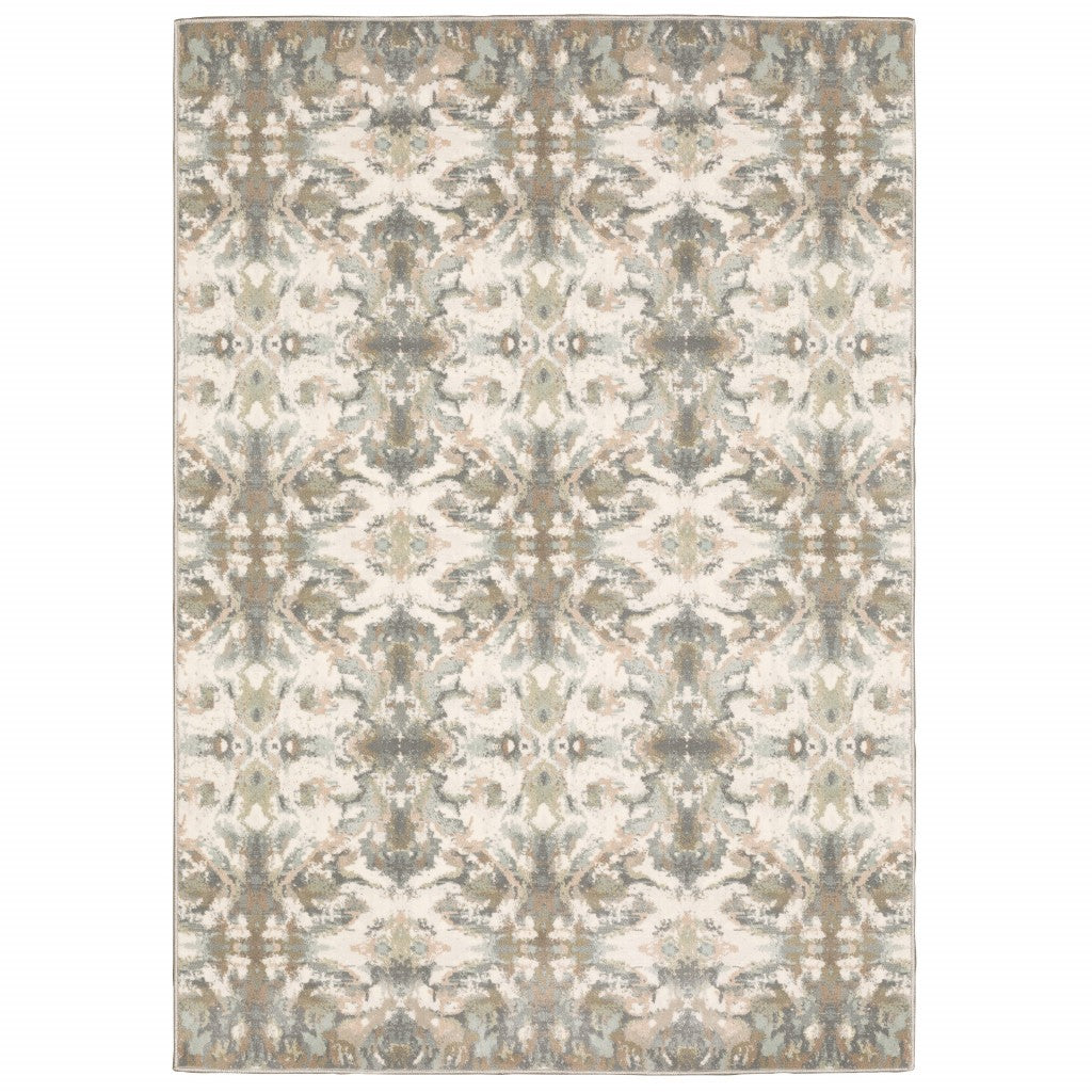 Soft and Stylish Ivory Gray Abstract Ikat Area Rug for Modern & Traditional Decor