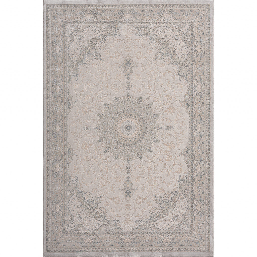 Elegant Gray Medallion Rectangular Area Rug Measuring 5x8 - Ideal for Stylish and Comfortable Home Decor