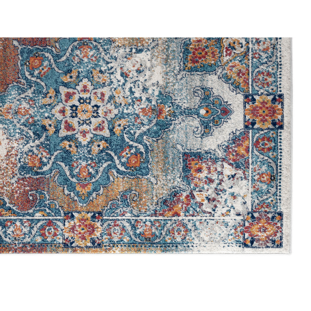 Stain-Resistant and Comfortable Vibrant Medallion Area Rug Ideal for Homes with Children and Pets