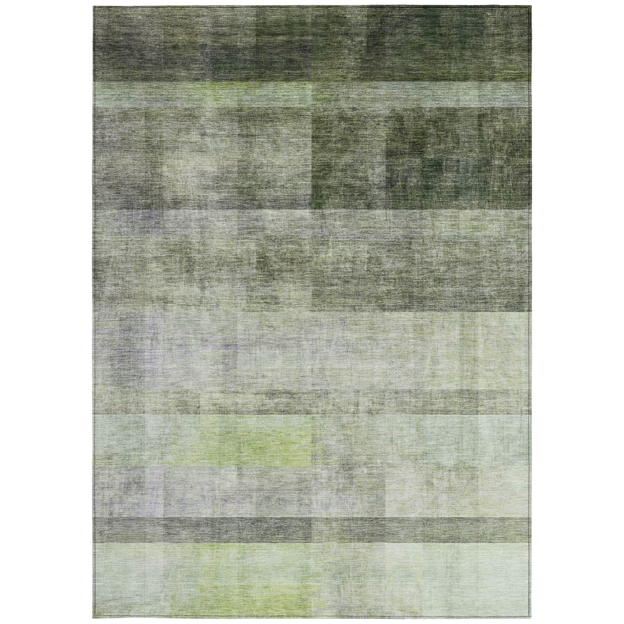 8-Foot Olive Green Ombre Stain-Resistant Indoor-Outdoor Runner Rug for Kids & Pets