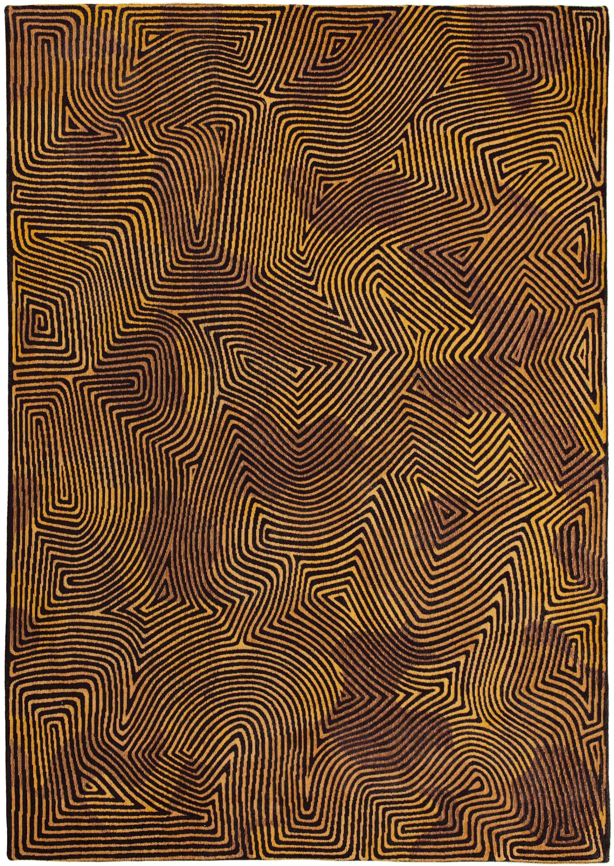 Stylish 7' x 9' Black and Gold Abstract Non-Slip Area Rug for Any Room