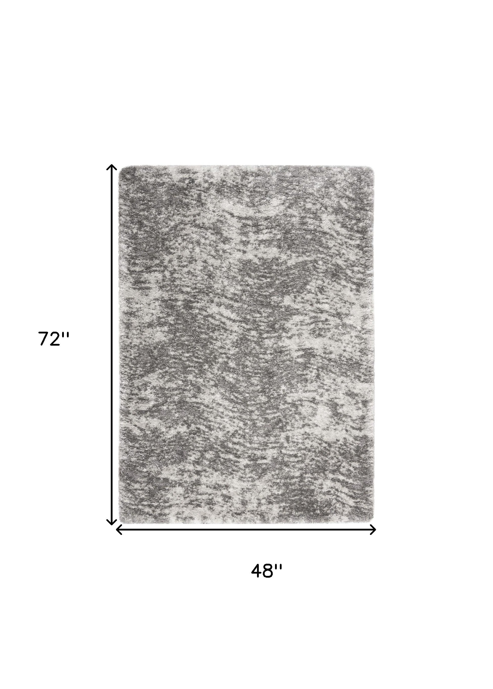 Durable, Stain - Resistant Charcoal & Ivory Abstract Shag Area Rug for Kids and Pets