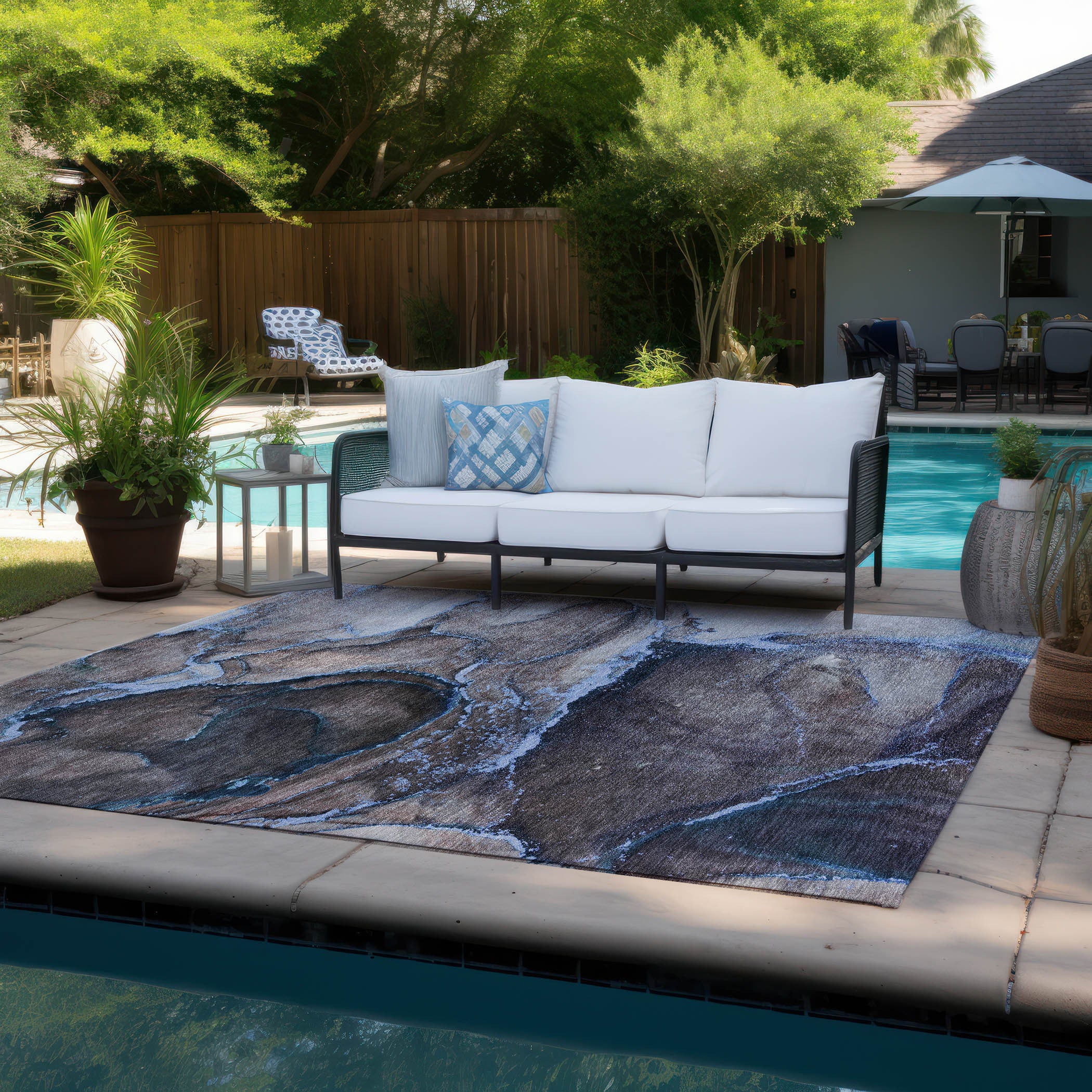 Stylish Peach Abstract Washable Non-Skid Runner Rug for Indoor/Outdoor Use