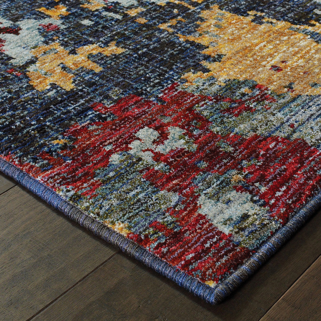 Stain-Resistant Blue Abstract Power Loom Rectangular Area Rug for Enhanced Home Comfort and Stylish Interior Decoration