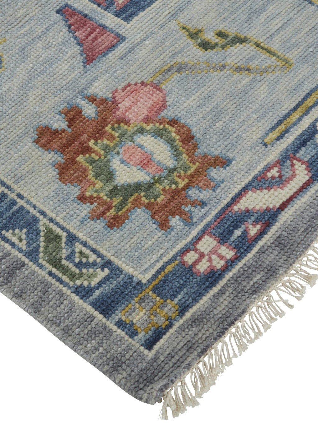 Stylish Hand-Knotted Wool Area Rug with Fringes and Oriental Design for Comfortable and Inviting Living Spaces
