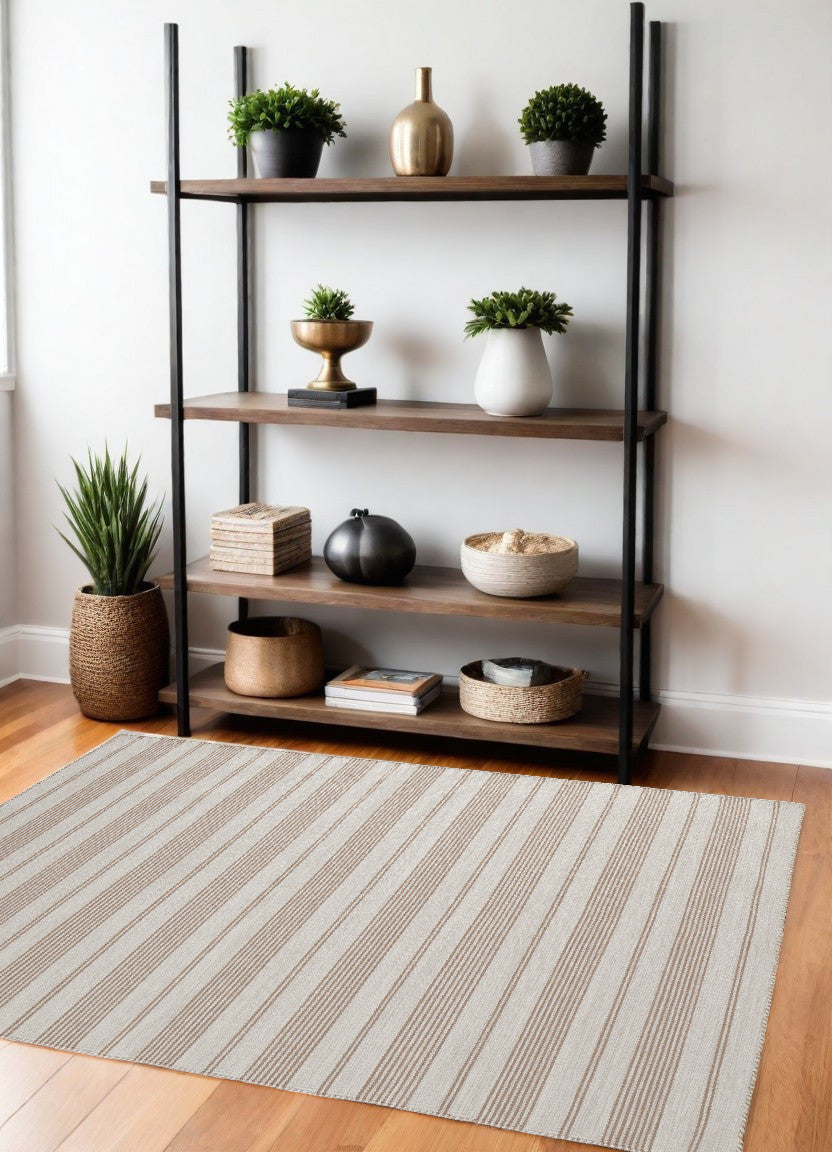 Stylish Modern Hand - Woven Stain - Resistant Area Rug with Striped Design for Comfortable Home Decor