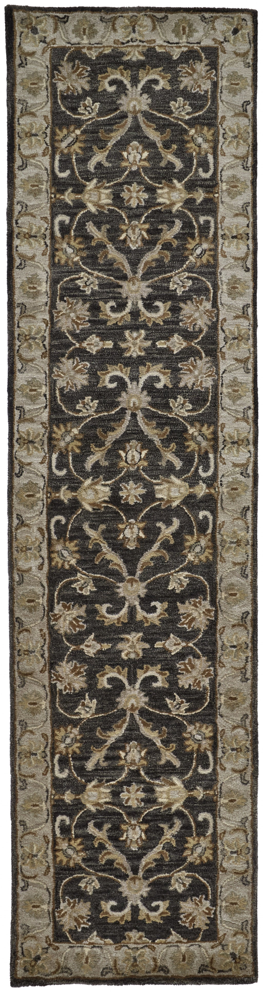 High - Quality Handmade Wool Floral Area Rug with Stain - Resistant Feature in Blue - Gray and Taupe for Any Indoor Space