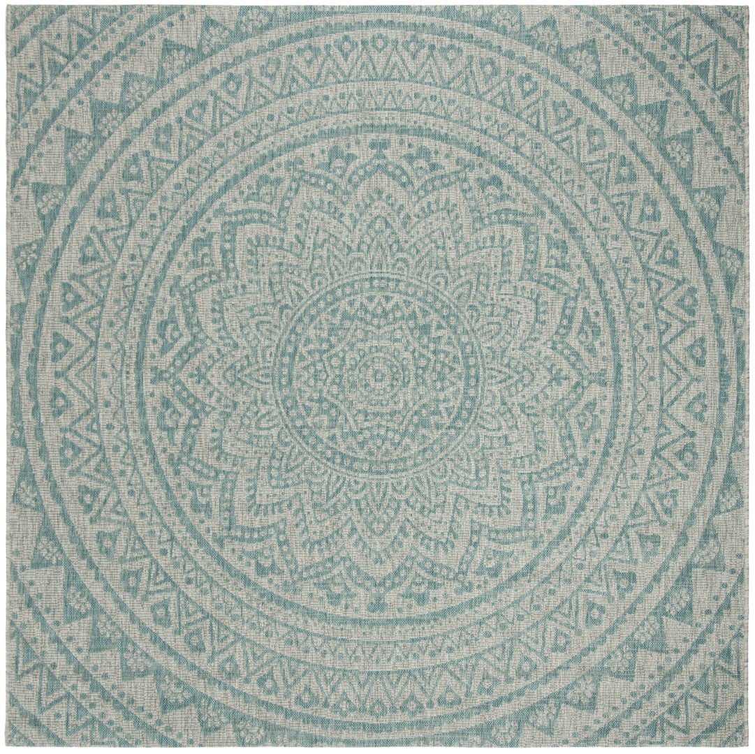 Turkish Quality Courtyard Round Power Loomed Area Rug with Stylish Low Pile Design for Contemporary Home Decor