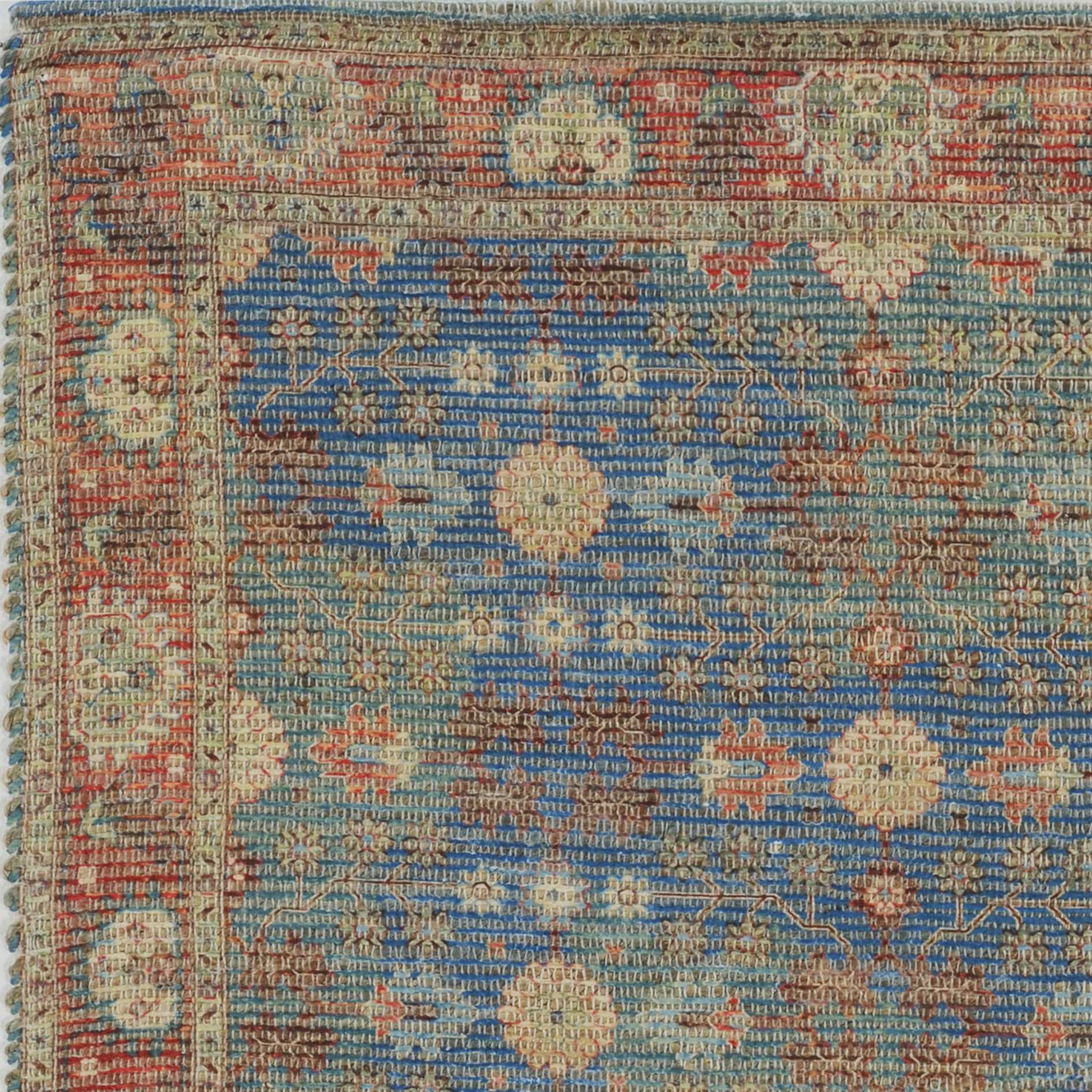Artistic Handmade 8'x11' Blue Floral Rectangle Area Rug for Warm and Stylish Spaces