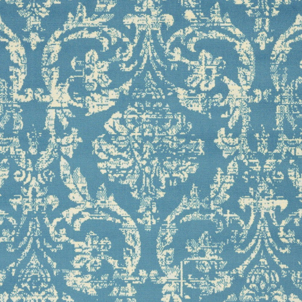 Exquisite 5-Foot by 7-Foot Blue Damask Power Loom Area Rug with Durable Turkish Craftsmanship for Enduring Elegance