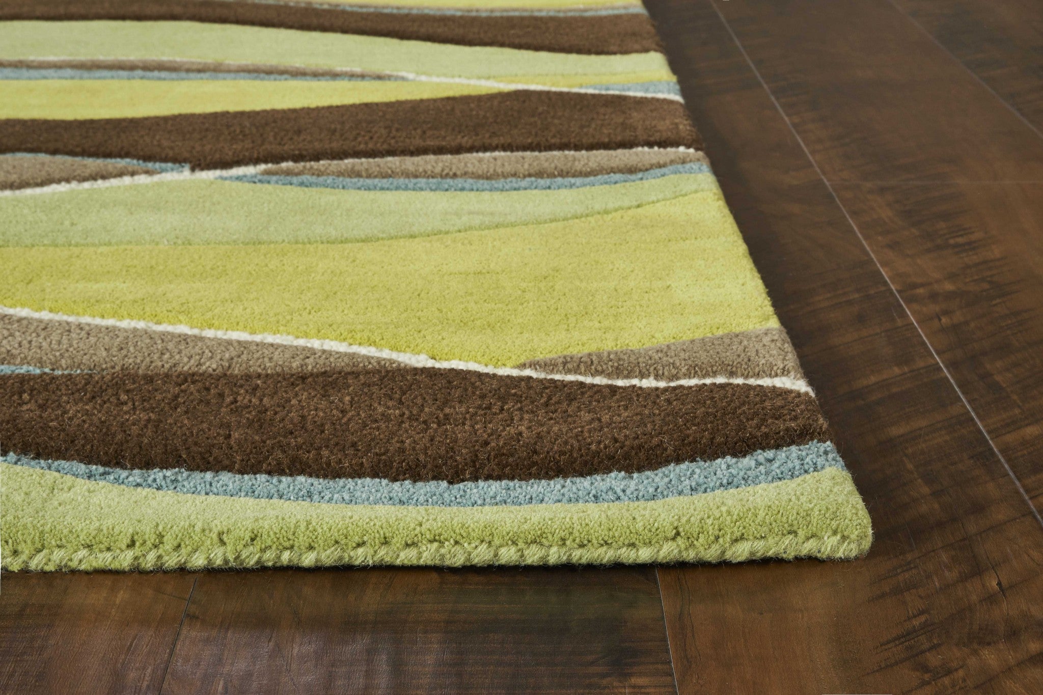 Exquisite Hand-Tufted Lime and Mocha Wool Area Rug to Enhance Your Space