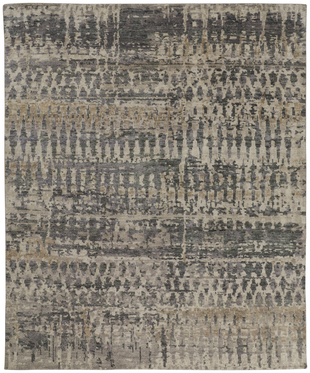 Artisan Hand-Knotted Wool Area Rug: Unique Abstract Design, Stain-Resistant for Comfort