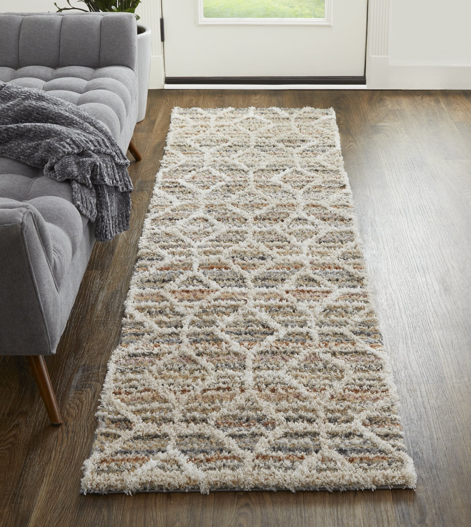 Pet-Friendly, Stain-Resistant Mynka High Pile Geometric Area Rug for High Traffic Areas
