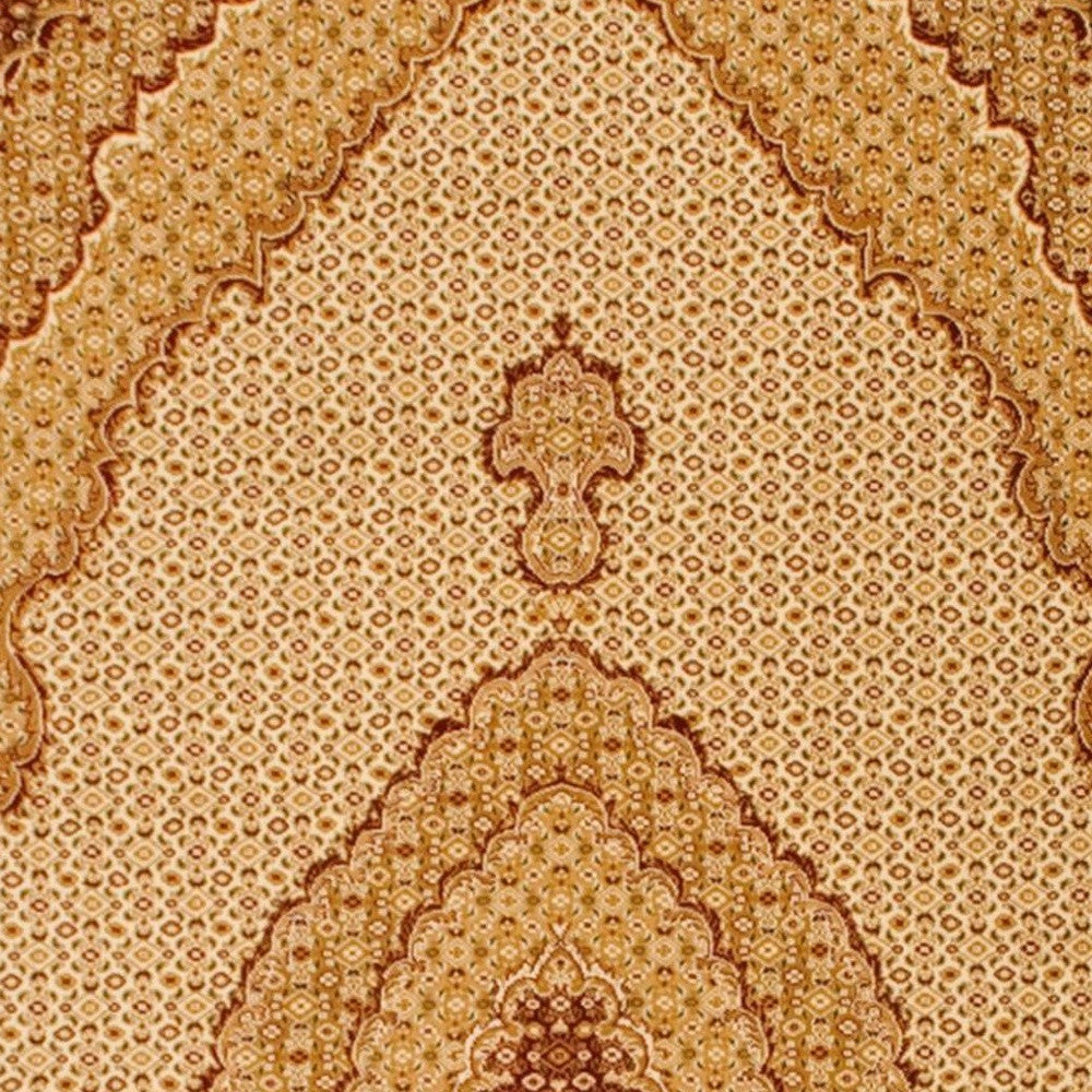 Exquisite 10-Foot Stain-Resistant Beige and Ivory Oriental Style Power Loom Runner Rug for Enhanced Home Decor