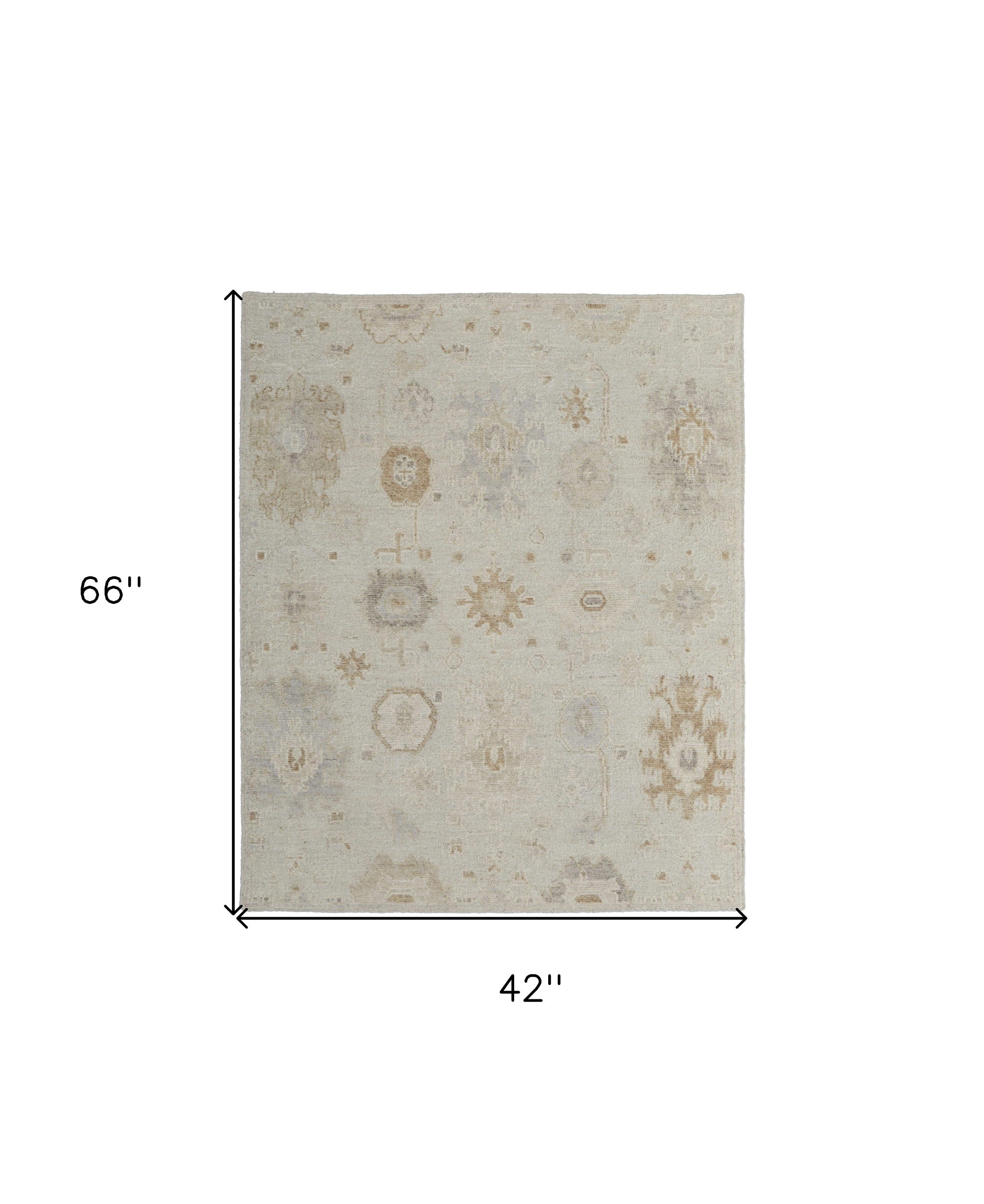Elegant Hand - Knotted Tan & Gray Floral Area Rug for Cozy Living Spaces