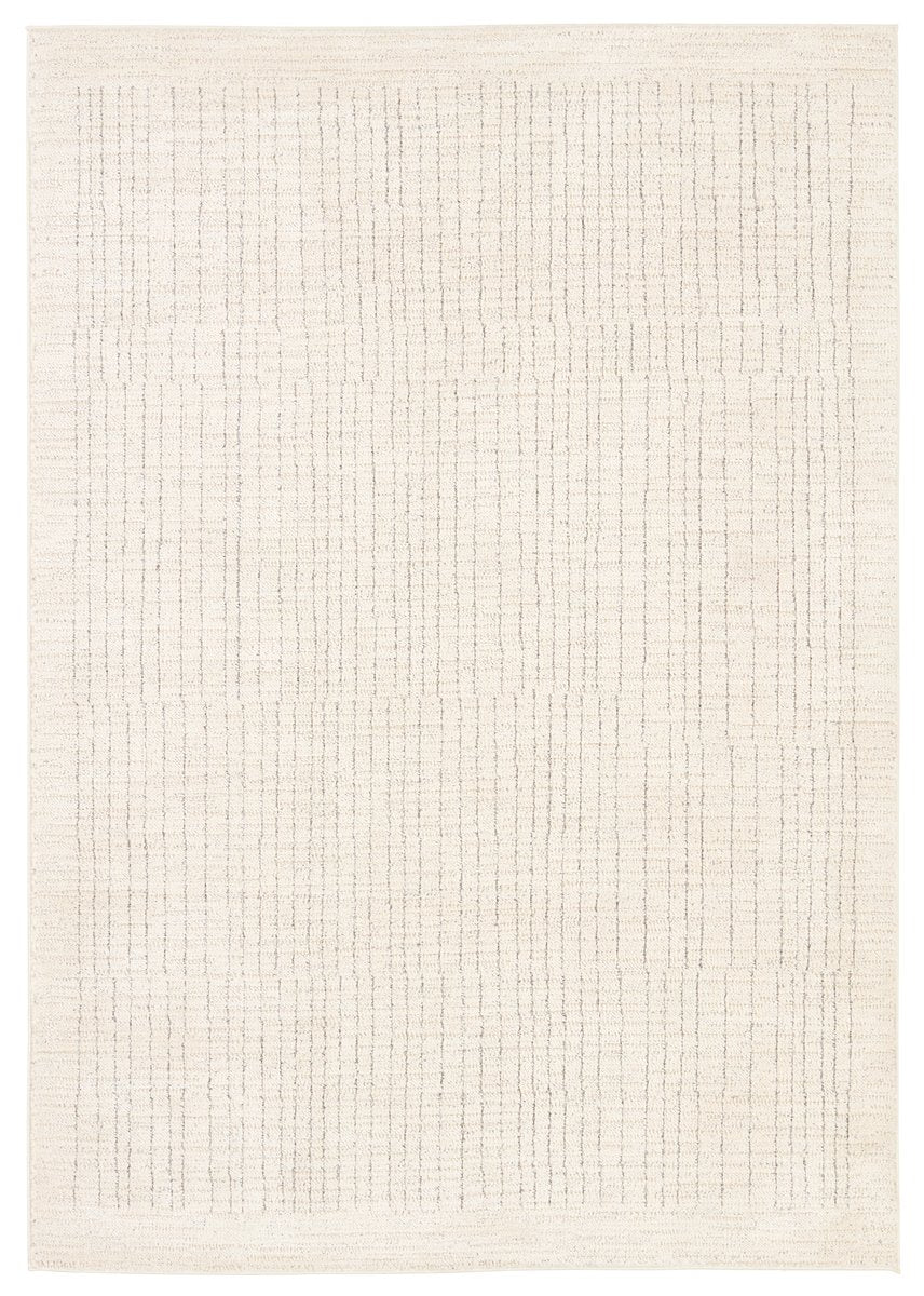 Ziyad Withe ZIY03 Power-loomed Machine-made Indoor Striped Rug with 55% Polyester and 45% Polypropylene Blend