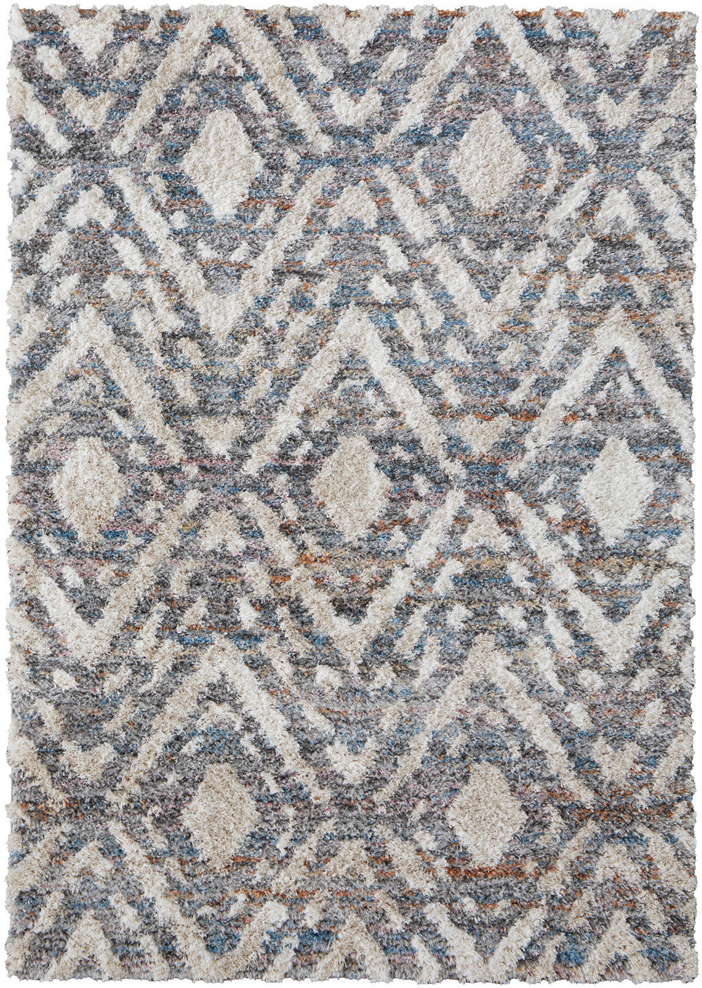 High - Quality Stain - Resistant Polyester Area Rug with Elegant and Modern Geometric Design in Ivory Gray and Taupe for Any Room