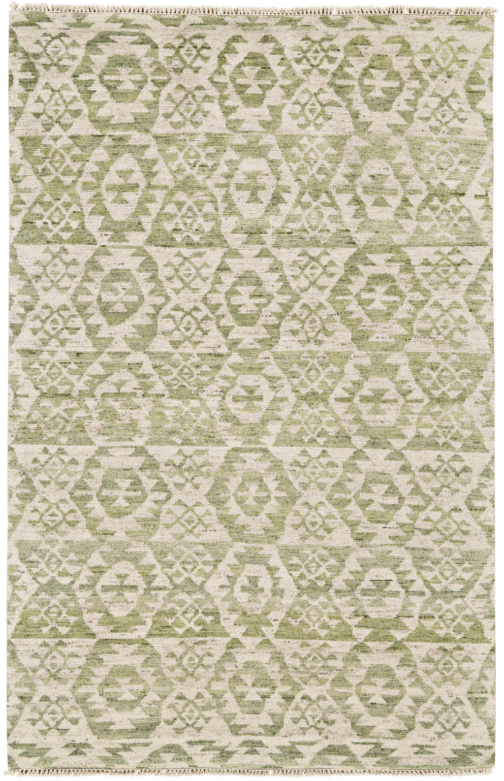 Artisan-Crafted Stain-Resistant Hand Knotted Wool Area Rug with Unique Southwestern Design