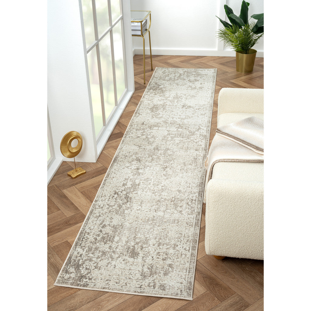 Elevate Your Space with a Gray Abstract Distressed 8' x 10' Runner Rug