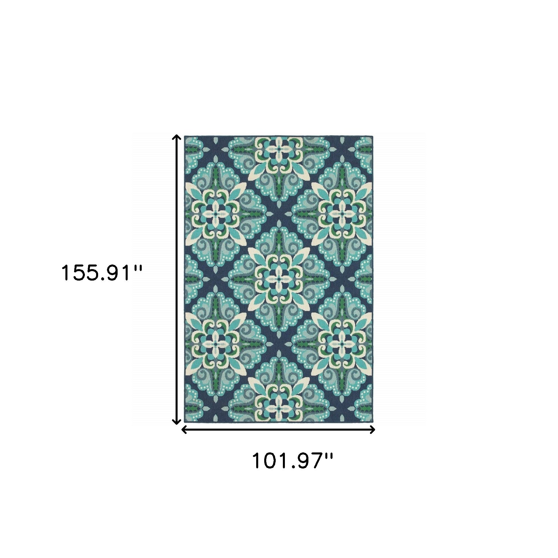 High - Quality Polypropylene Outdoor and Indoor Area Rug with Vibrant Blue and Green Colors and Durable Design