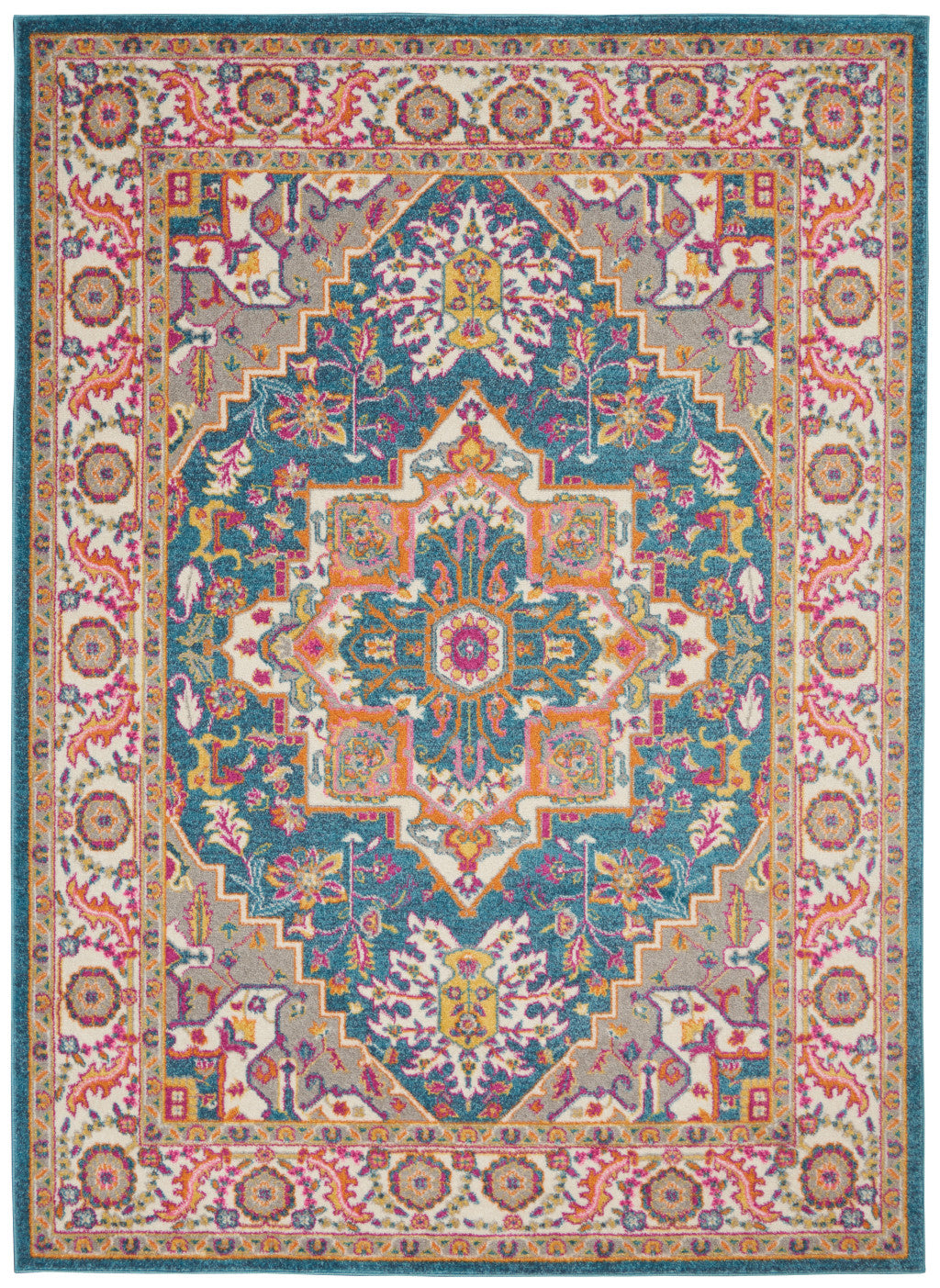 5' x 7' Teal Blue Power Loom Area Rug - Stylish for a Cozy Home Vibe