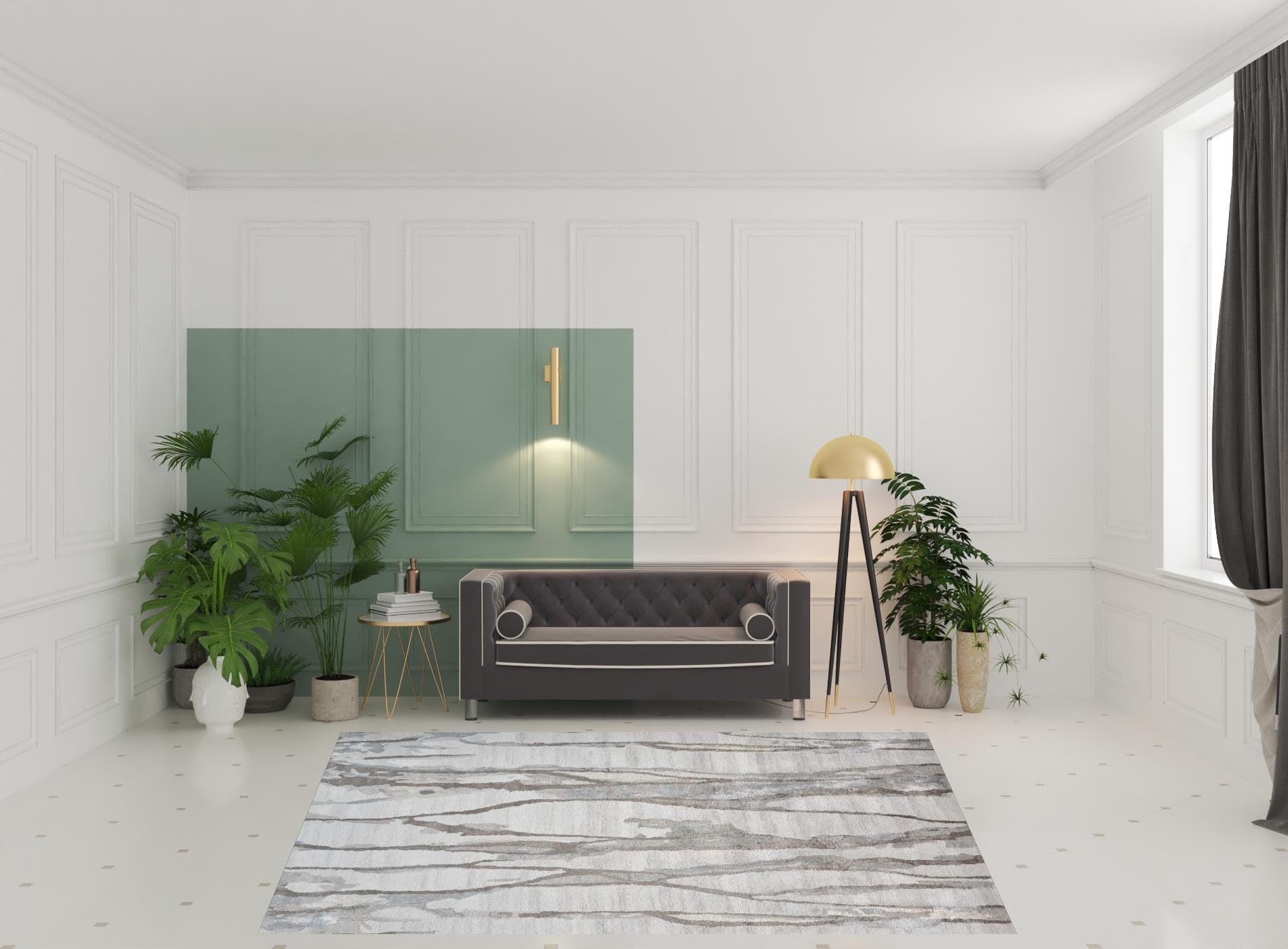 Stylish Hand-Tufted Ivory and Gray Abstract Area Rug for Room Decor