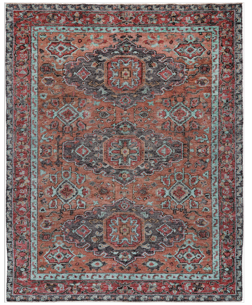 Stain-Resistant Hand-Knotted Wool Floral Area Rug with Fringe - Ideal for Kids and Pets, Unique Design to Warm Up Your Room