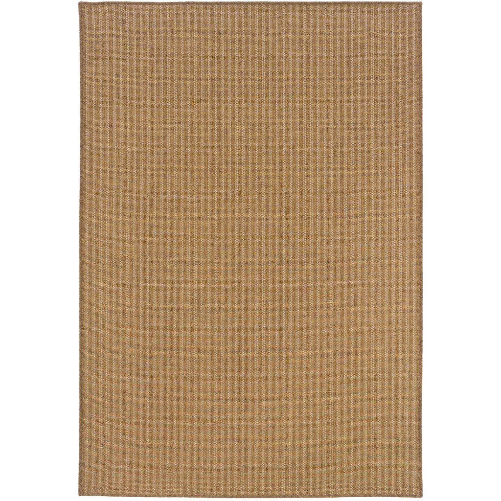 Stylish and Durable Tan Striped Stain-Resistant Round Outdoor Area Rug to Enhance Your Living Space