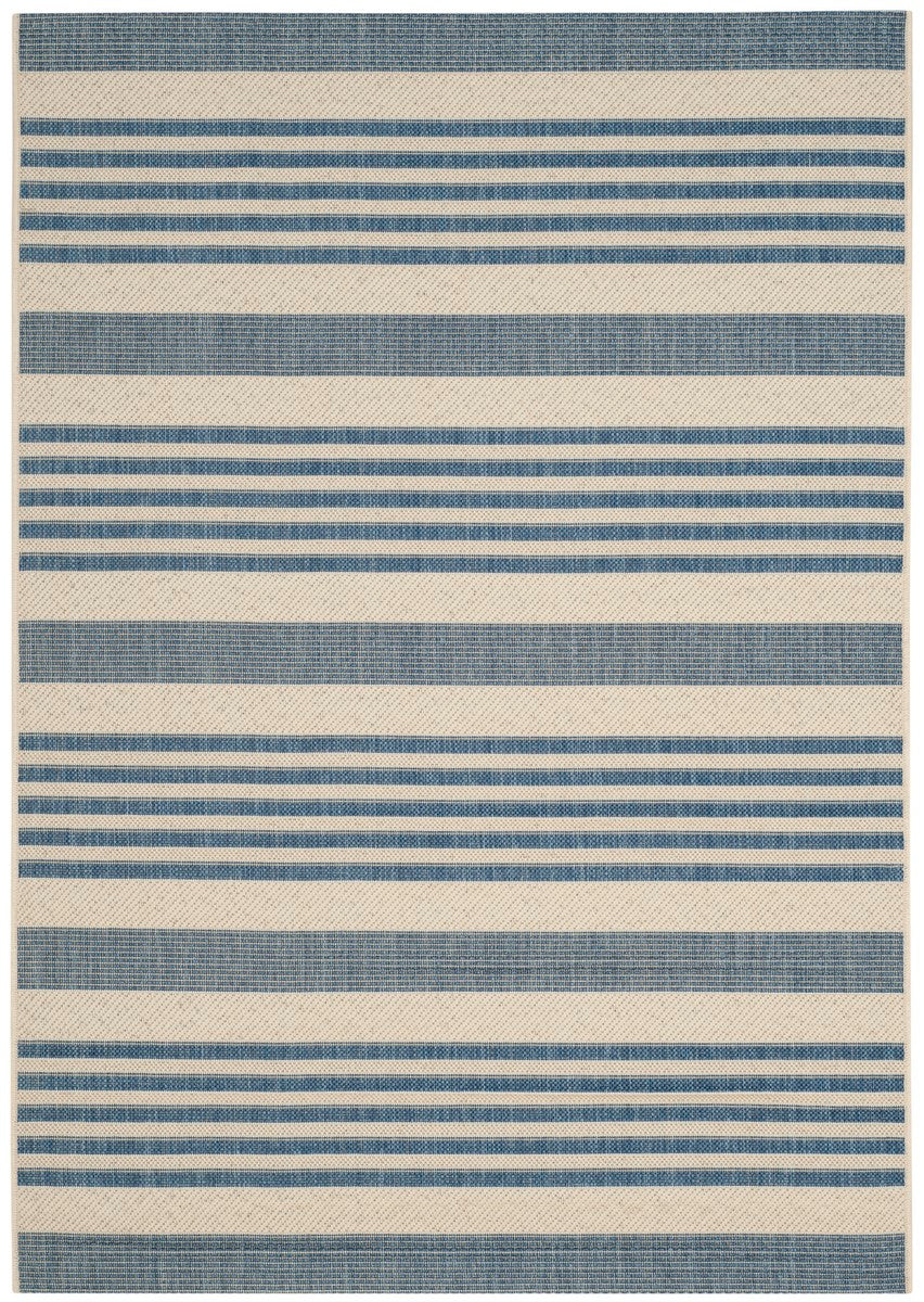 Stylish Courtyard Indoor/Outdoor Power-Loomed Rug with Bold Stripes, Durable & Easy-Clean