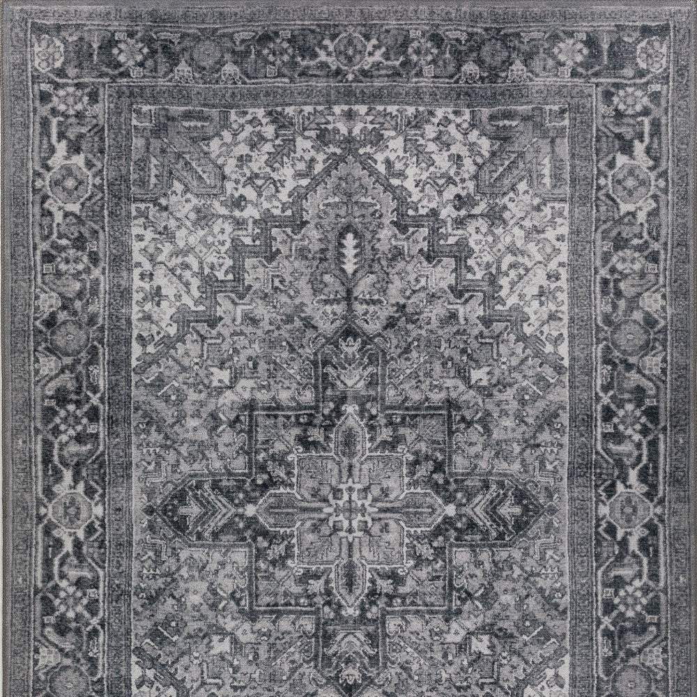 Stylish 3' x 5' Rectangle Grey Oriental Distressed Non-Slip Area Rug Ideal for Cozy Living Spaces