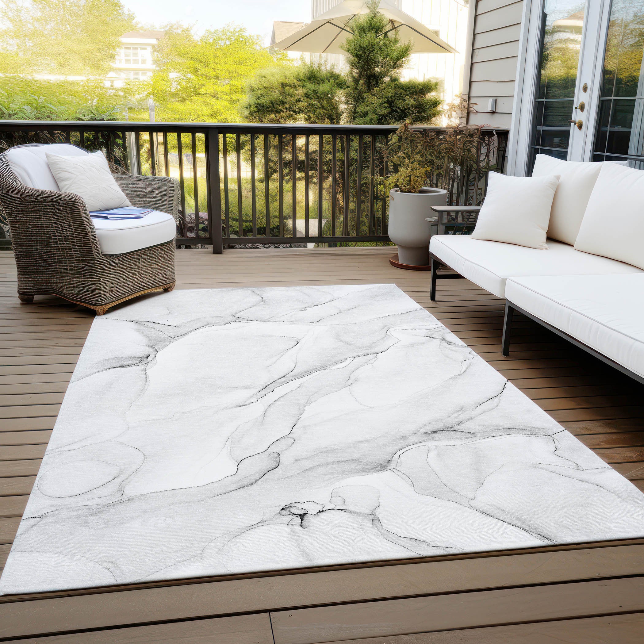 Stylish Washable Gray and Pink Abstract Runner Rug for Indoor & Outdoor, Stain-Resistant