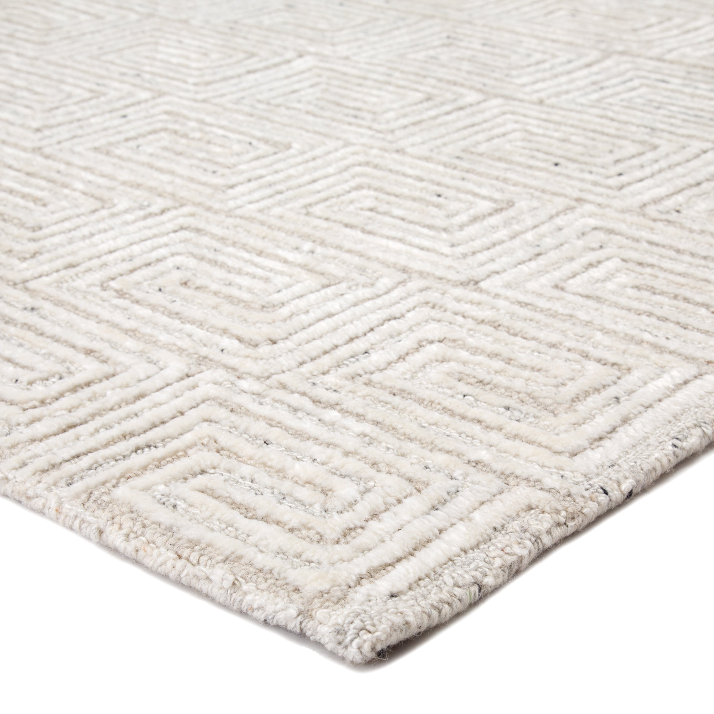 Luxurious Hand - Tufted Area Rug with Chic Greek Key Design in Viscose - Wool Blend