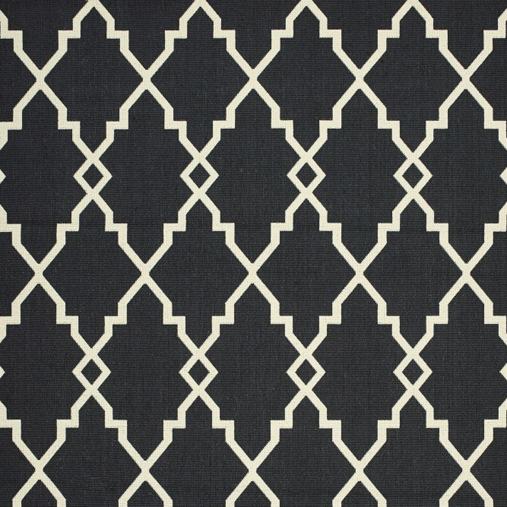 Stylish Indoor-Outdoor Black and Ivory 8x11 Area Rug for Elegant Spaces