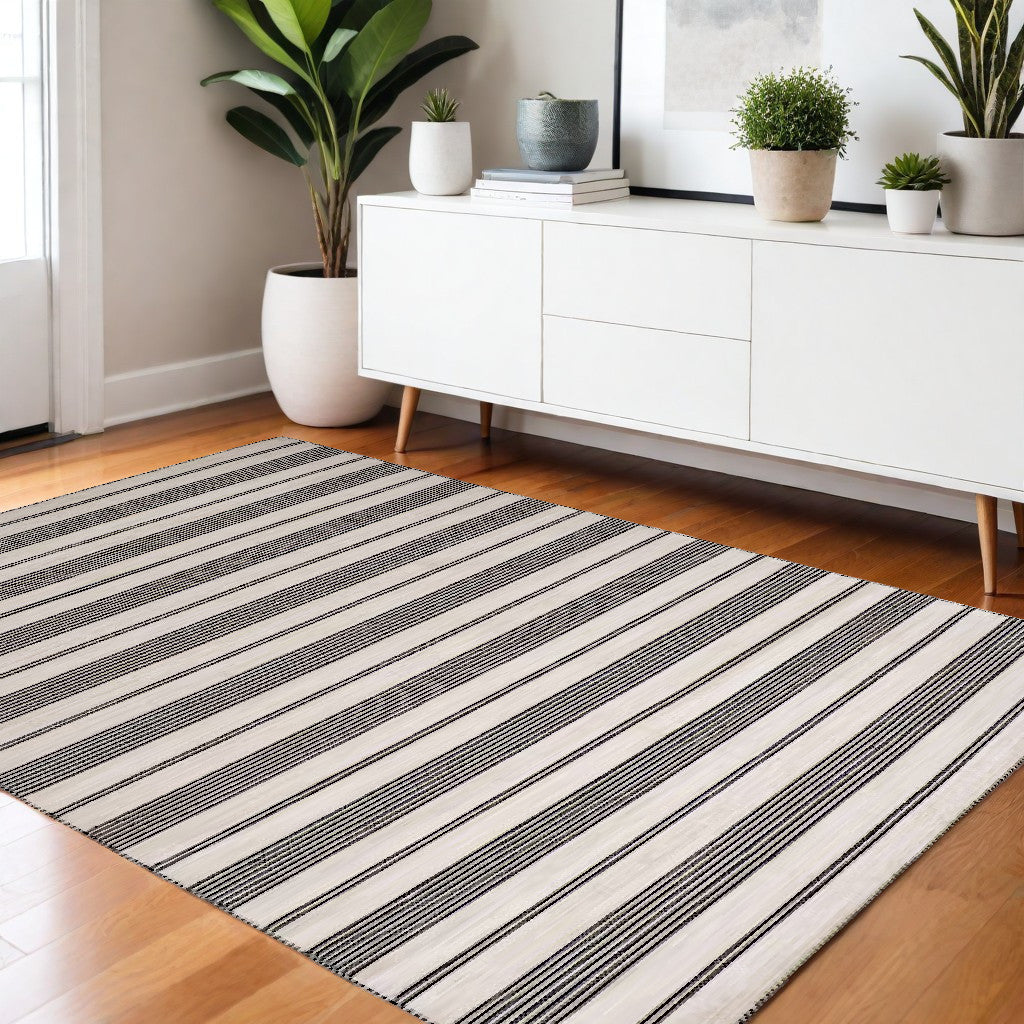 Stylish Modern Hand - Woven Stain - Resistant Area Rug with Striped Design for Comfortable Home Decor