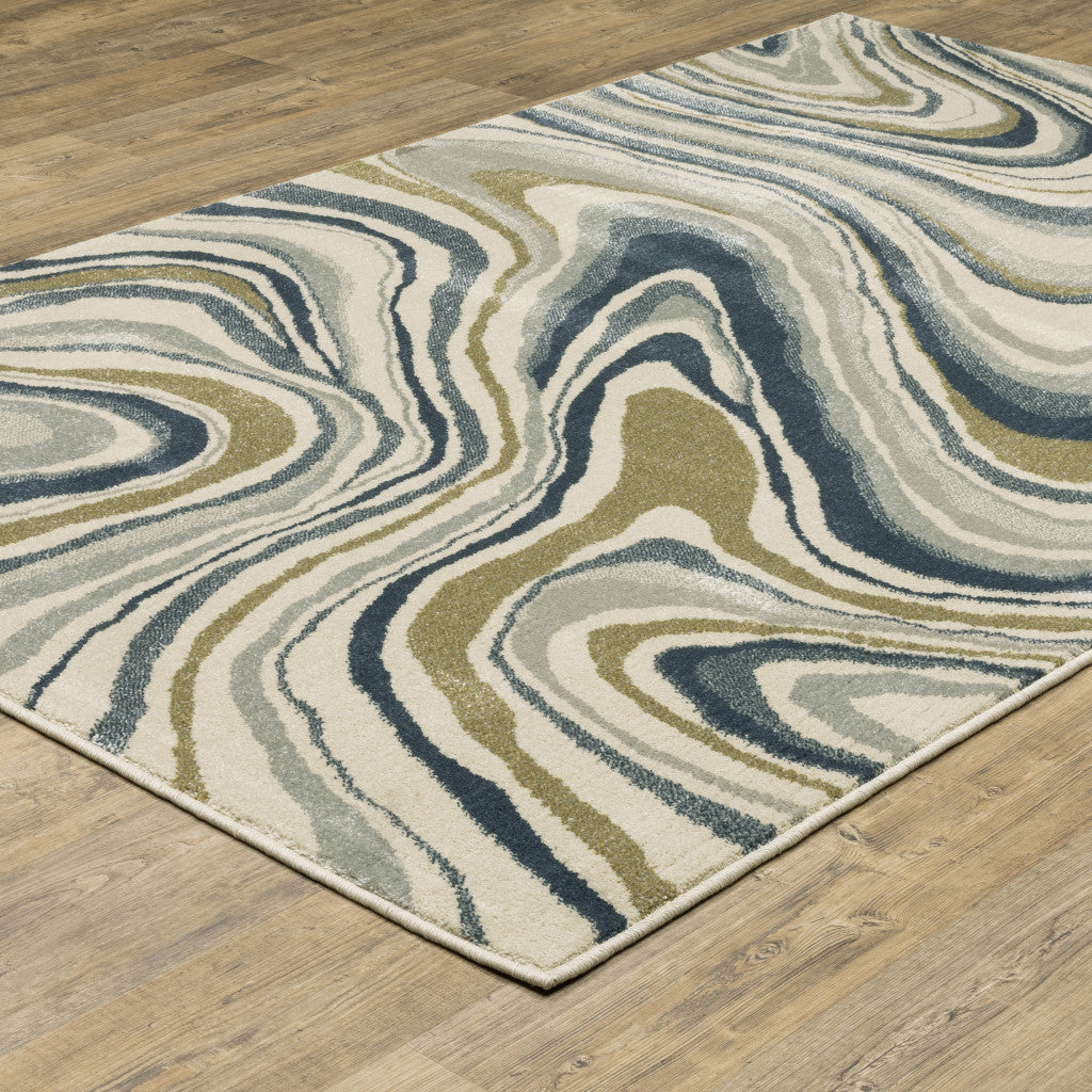 Stain-Resistant Ivory, Blue & Beige Abstract Area Rug for Stylish Interiors