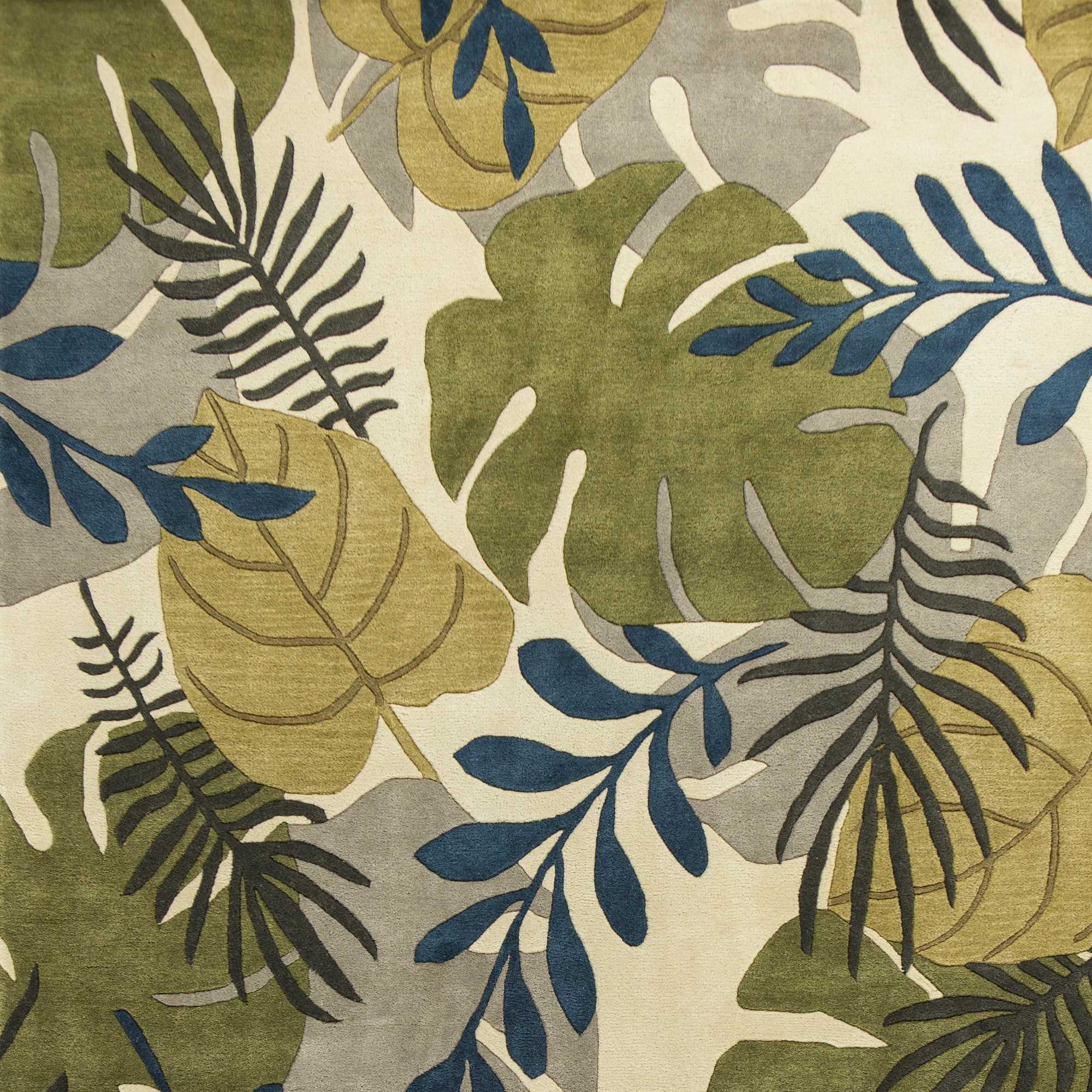 Exquisite Hand-Tufted Ivory Breeze Area Rug with Nature-Inspired Modern Design from India for Home Decor