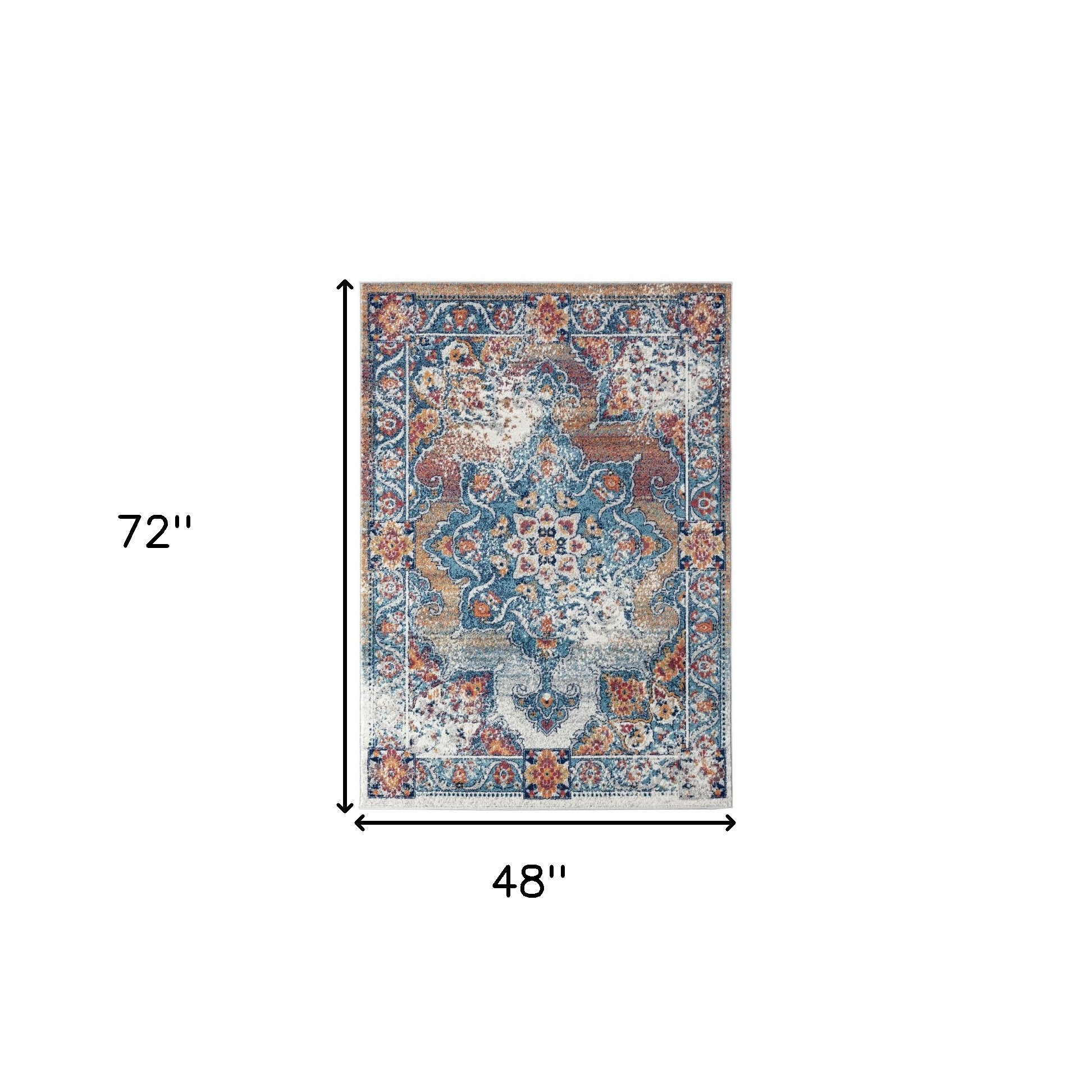 Stain-Resistant and Comfortable Vibrant Medallion Area Rug Ideal for Homes with Children and Pets