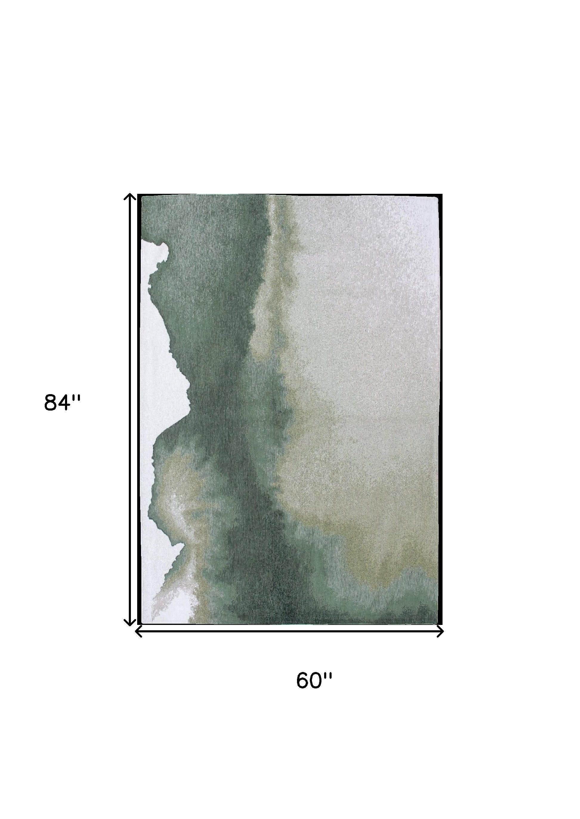 Stylish and Functional 6-Foot by 8-Foot Gray and Green Abstract Non-Skid Area Rug for Sophisticated Home and Commercial Decor