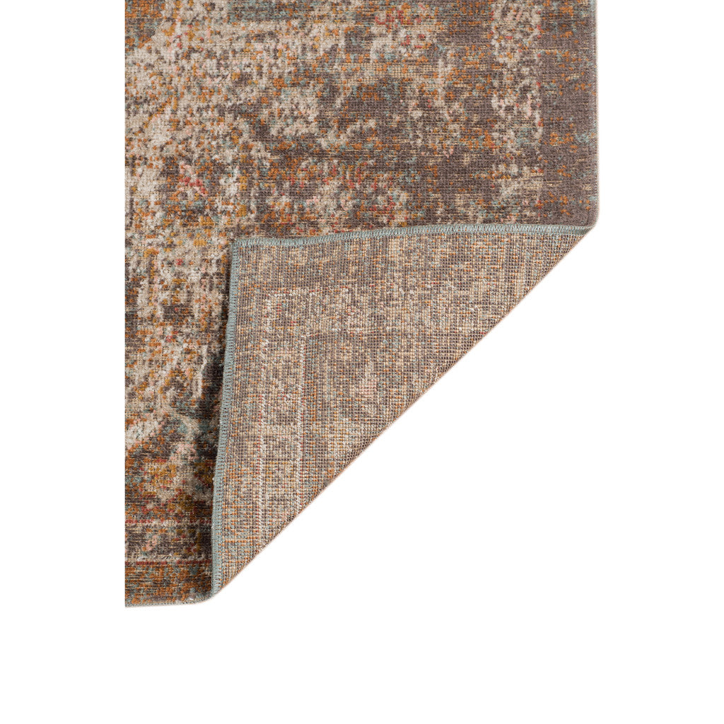 Stain-Resistant Medallion Area Rug in Beige, Gray & Taupe for Family Homes