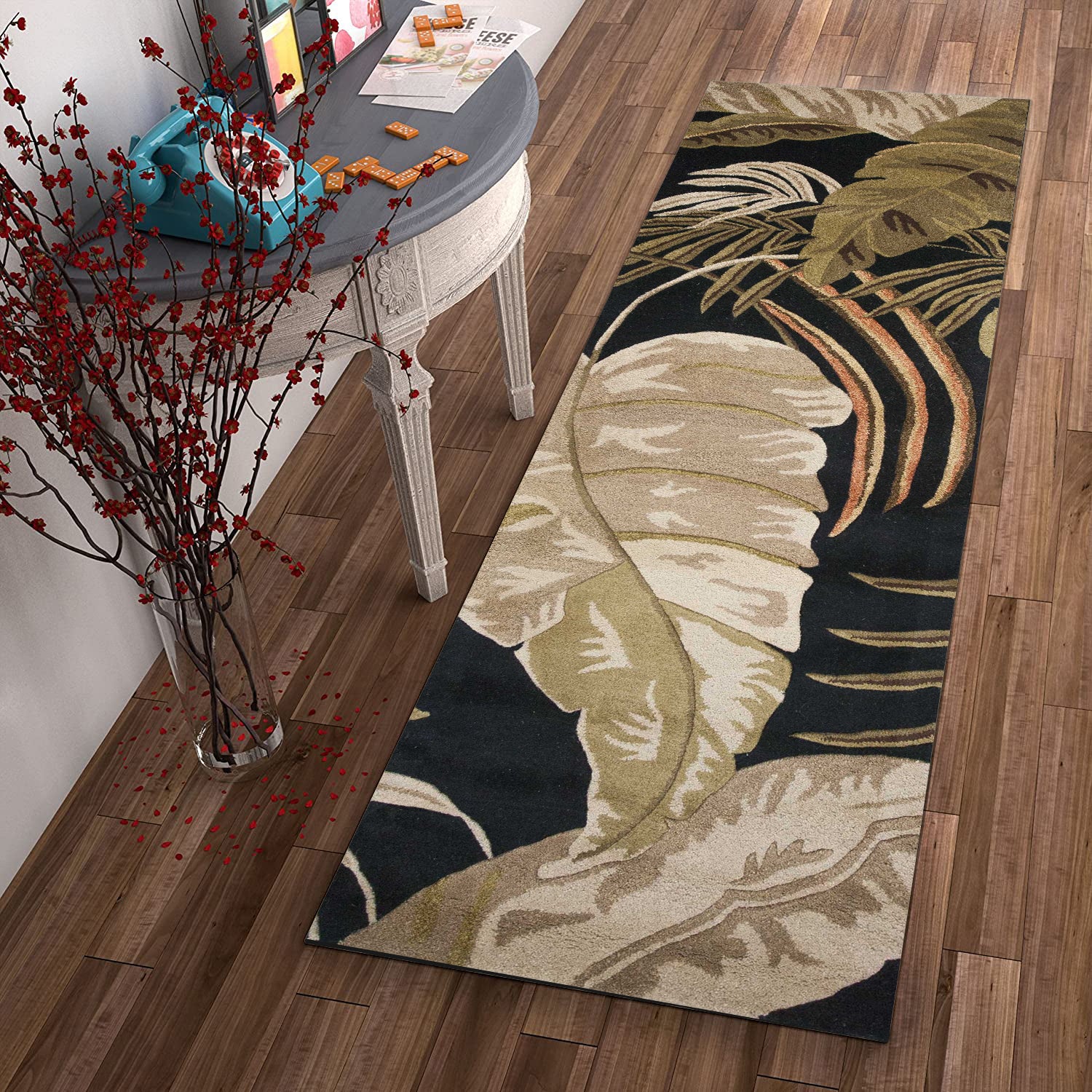 Exquisite Hand-Tufted Midnight Rainforest Area Rug with Nature-Inspired Color Palette for Your Home Decor