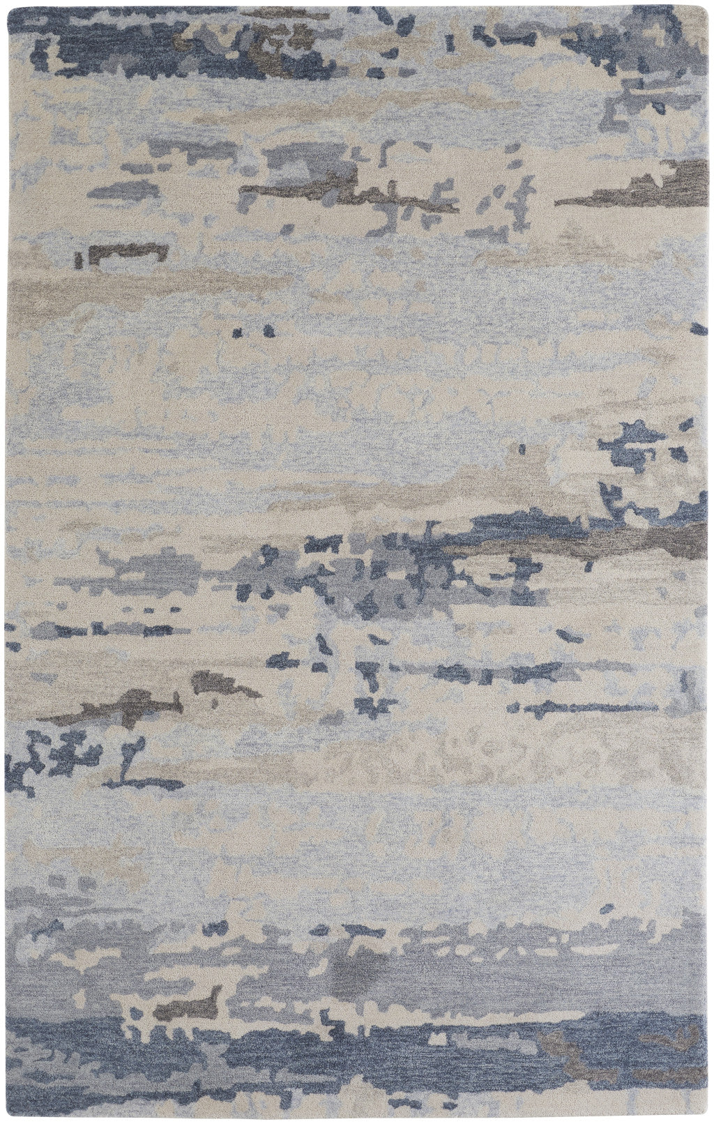 Exquisite Handcrafted Abstract Wool Area Rug with Stain - Resistant Blue, Gray, and Ivory Design for Every Space in Your Home