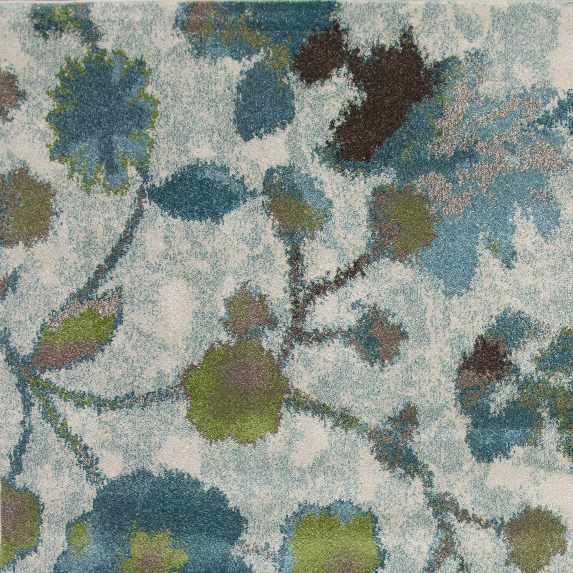 Exquisite Teal Floral Vines Area Rug with Elegant Turkish Design for Modern and Sophisticated Home Decor